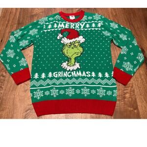 Dr. Seuss Grinch Ugly Christmas Sweater Mens L Grinchmas Holiday Knit